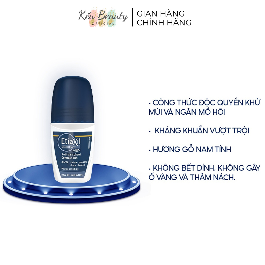 Lăn khử mùi không gây ố áo dành cho nam giới Etiaxil men 50ml