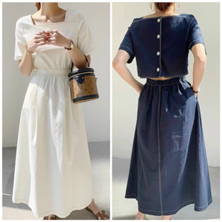 Đầm viền chỉ thun eo 2 màu (kèm hình thật)