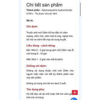 Otilin nhỏ mũi. Chai 8ml.