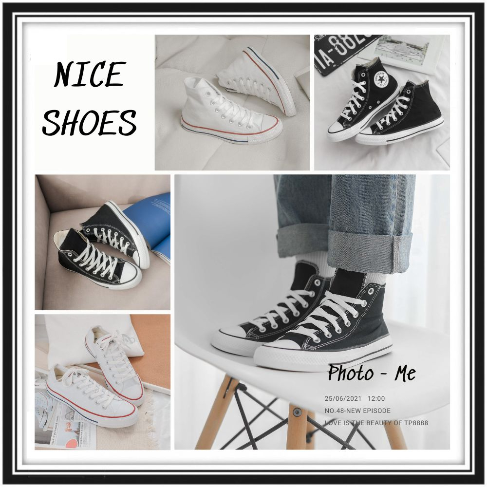 Giày Converse_Cổ Cao Nam Nữ, Giày Converse_Cổ Thấp Đen Trắng Full Box Bill - NICESHOES