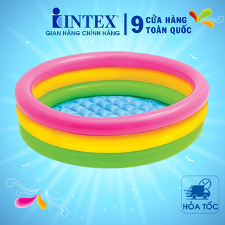 Bể bơi phao cho bé chính hãng INTEX cầu vồng 4 tầng 1m68 - 56441-kèm bơm điện