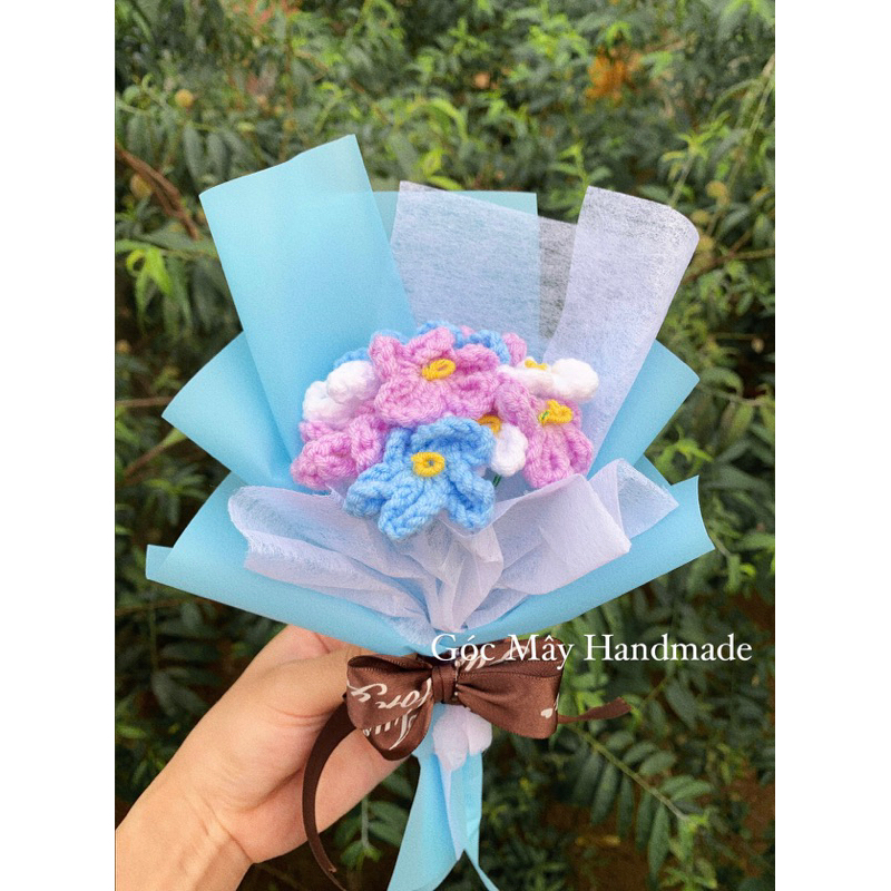 Bó hoa lưu ly mini bằng len  - Đồ Handmade