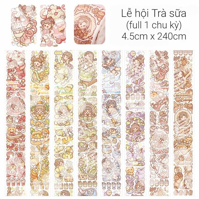 Chiết washi/PET tape Mochi lễ hội trà sữa