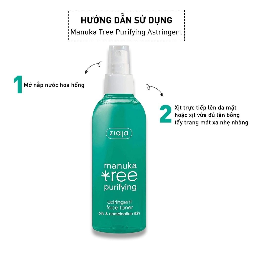 Nước Cân Bằng Manuka Tree Purifying Astringent ZIAJA Hỗ Trợ Se Khít Lỗ Chân Lông, Dưỡng Ẩm Cho Da 200ml