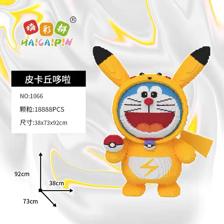 le.go doremon pikachu 92cm đồ chơi xếp hình trẻ em nanoblock Đồ chơi lắp ráp cho bé