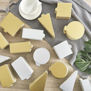 Đế giấy lót bánh mousse hình tam giác, tròn, hcn, hình vuông màu vàng