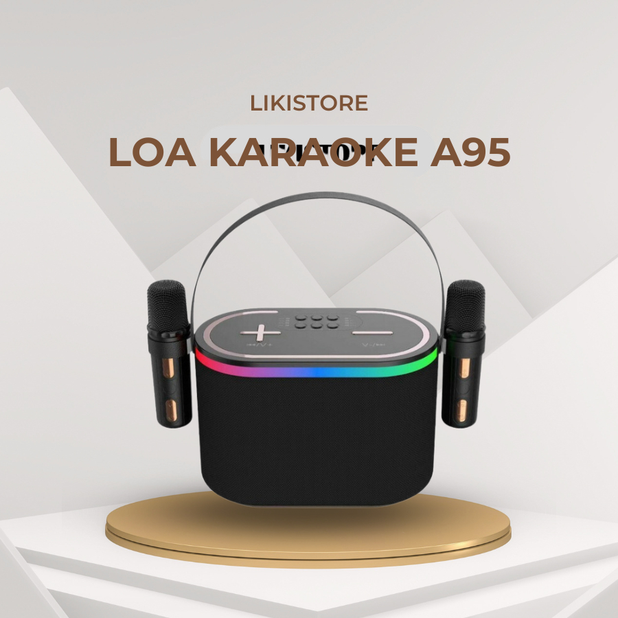 Loa Bluetooth A95 Thiết Kế Fancy Kèm 2 Micro Không Dây, Âm Thanh Siêu Hay, Nhỏ Gọn Tiện Lợi