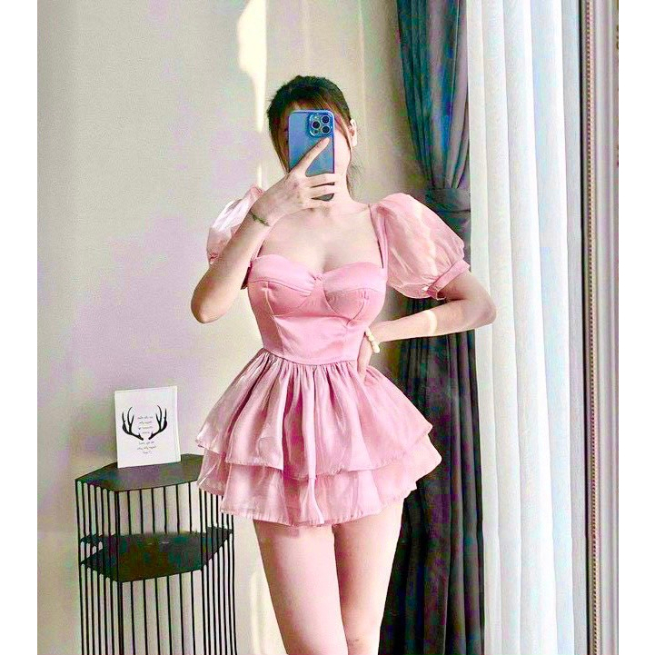 SÉT BỘ ÁO TAY PHỒNG CÚP NGỰC VOAN TƠ MỀM MẠI CAO CẤP CHUẨN HÀNG SHOP
