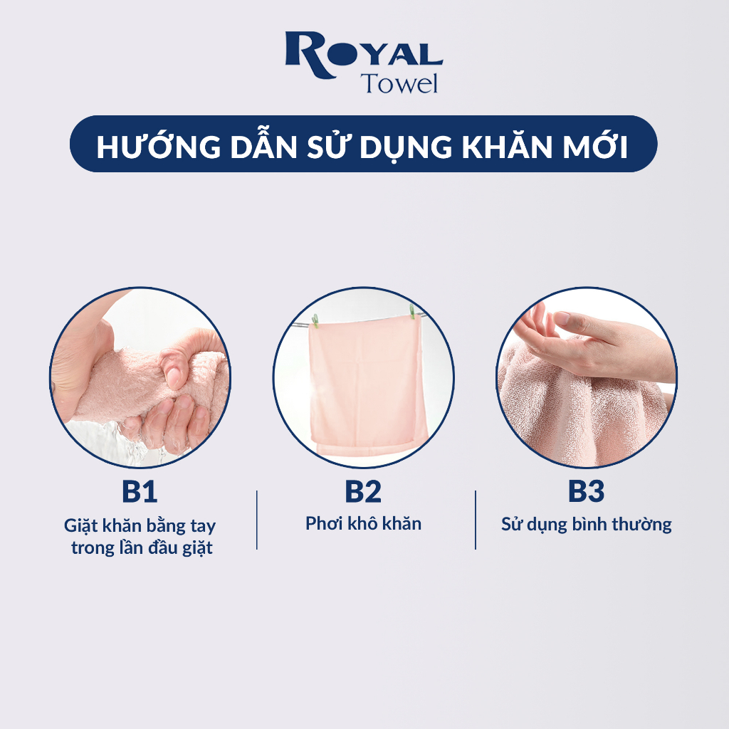 Khăn Tắm, Khăn Gội Đầu, Khăn Lau Mặt ROYAL TOWEL 100% Cotton Mềm Mại, Thấm Hút, Kháng Khuẩn | BigBuy360 - bigbuy360.vn