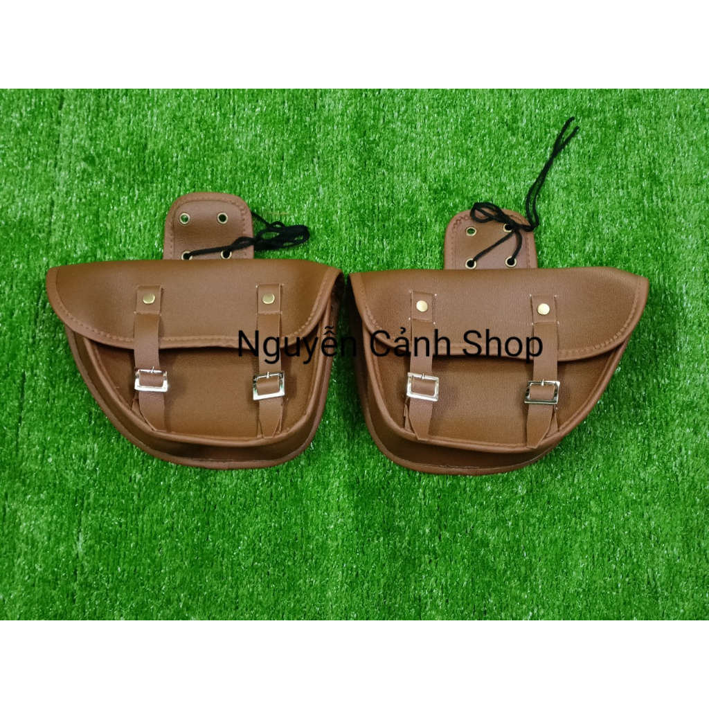 Cặp túi treo hông -túi sún màu da bò xe moto-xe cafe tracker