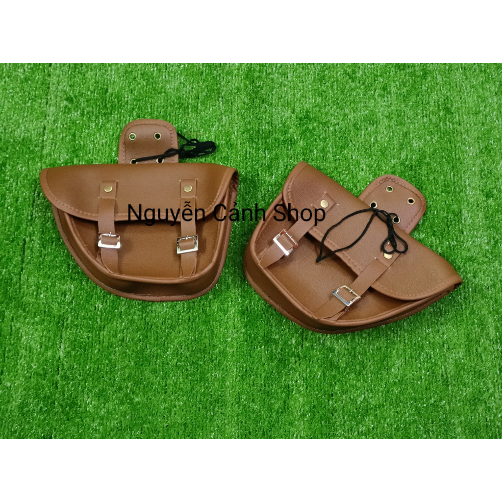 Cặp túi treo hông -túi sún màu da bò xe moto-xe cafe tracker