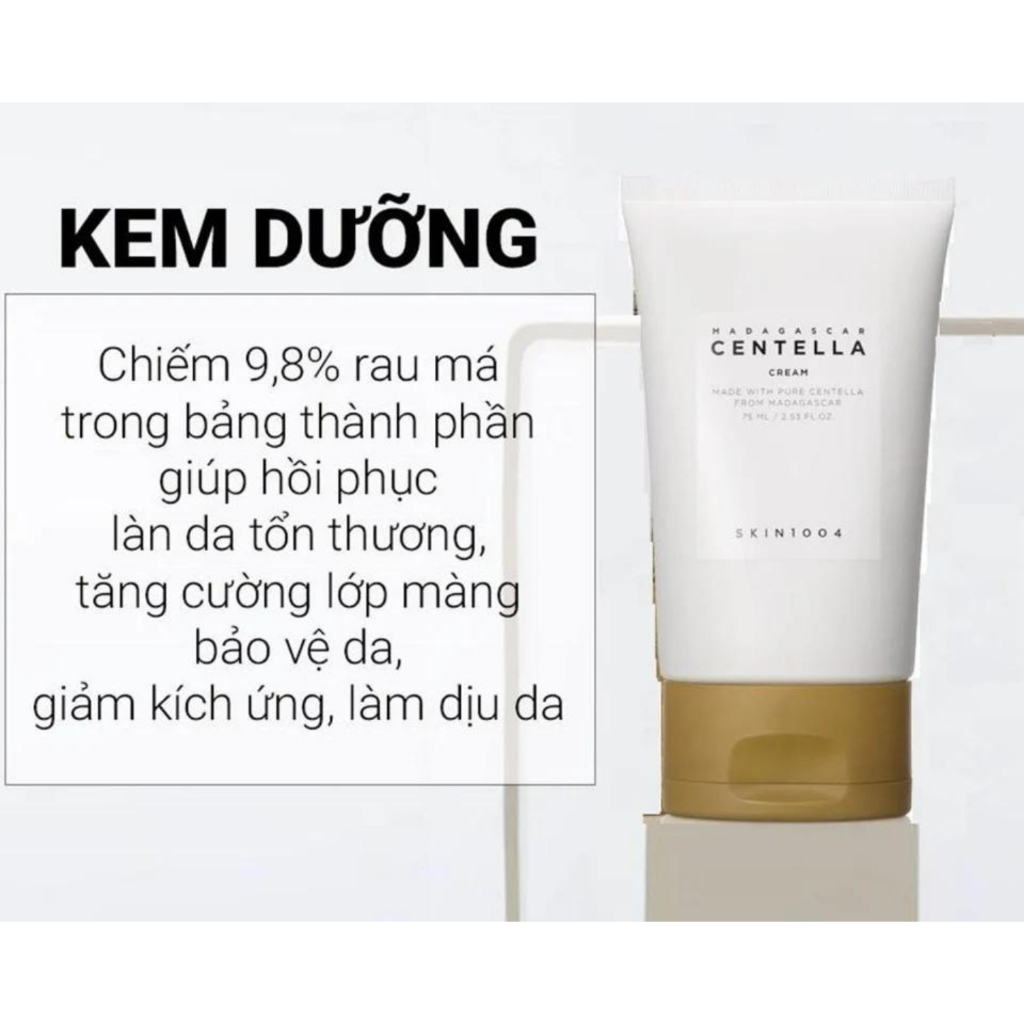 Kem Dưỡng Da Skin1004 Rau Má Dưỡng Ẩm, Phục Hồi Da 75ml