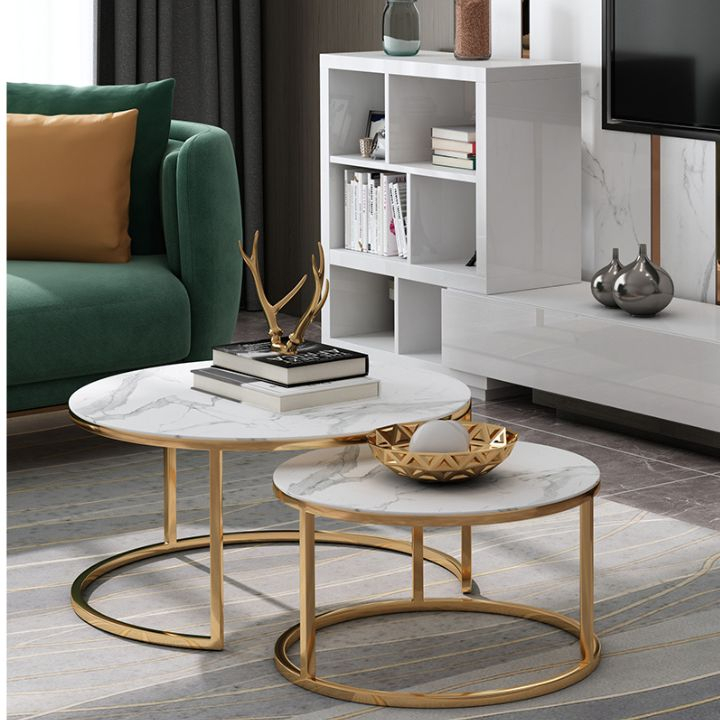 Bàn Trà Đôi Ngồi Bệt Phòng Khách Chất Liệu Đá Ceramic Chân Sắt Mạ Vàng PVD | BigBuy360 - bigbuy360.vn
