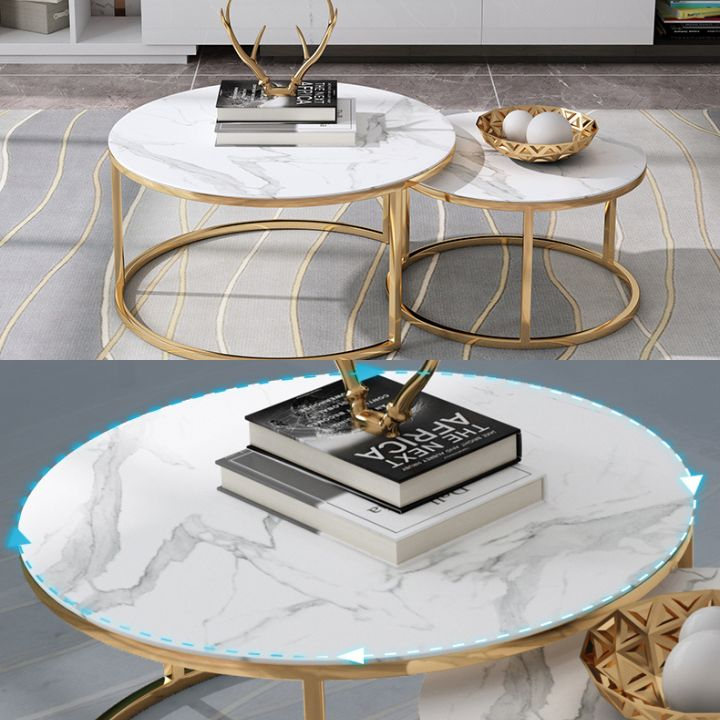 Bàn Trà Đôi Ngồi Bệt Phòng Khách Chất Liệu Đá Ceramic Chân Sắt Mạ Vàng PVD | BigBuy360 - bigbuy360.vn