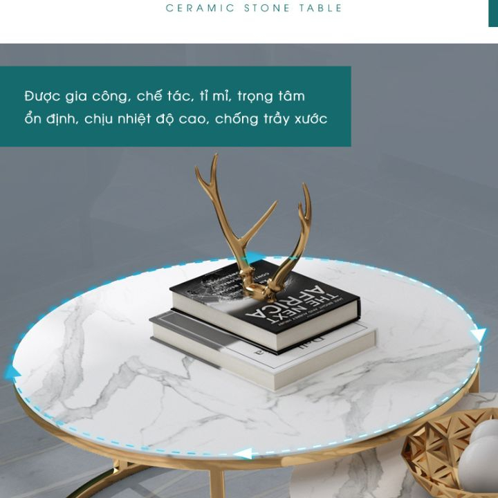 Bàn Trà Đôi Ngồi Bệt Phòng Khách Chất Liệu Đá Ceramic Chân Sắt Mạ Vàng PVD | BigBuy360 - bigbuy360.vn