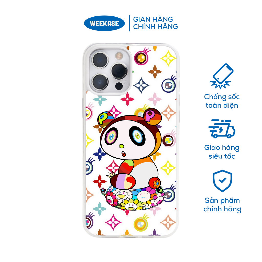Ốp lưng iPhone viền trắng, đen chống sốc chống va đập Weekase in hình LV Kaikaikki - Màu in cực bền