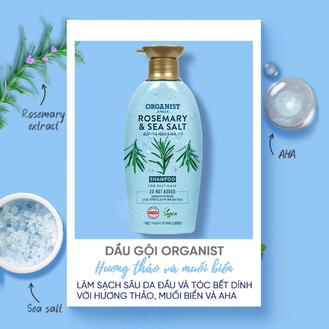 Dầu Gội Làm Sạch Sâu Organist Hương Thảo Và Muối Biển 500Ml, Elastine Rosemary And Sea Salt Deep Cleansing Shampoo