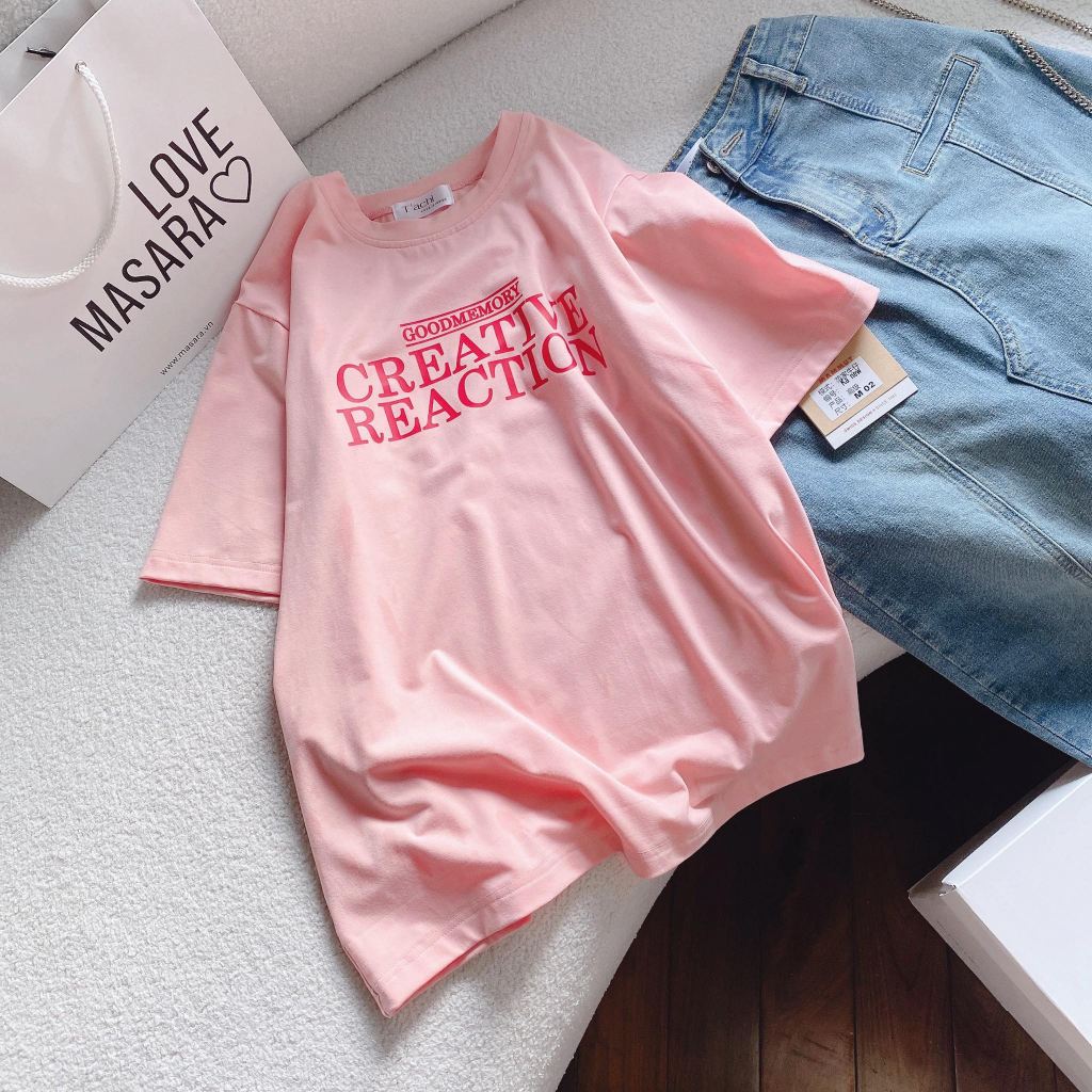 SET ÁO THUN HỒNG CHỮ + CHÂN VÁY MIDI JEAN XẺ