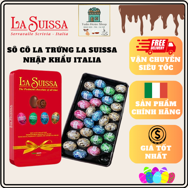 Hộp Kẹo Socola Sữa Trứng Mini La Suissa Hộp Thiếc Nhập Ý 220g