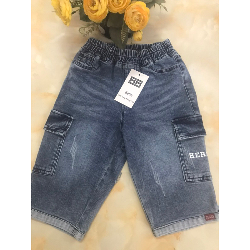 Quần Short ngố BeBe jeans túi đùi vải bò co giãn nhẹ .