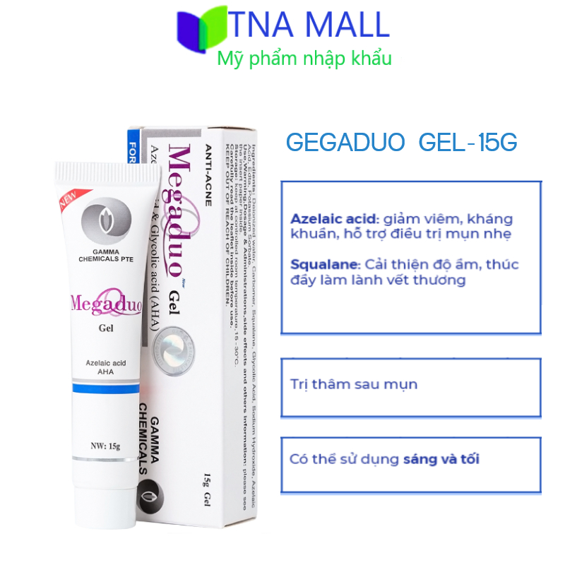 Gel Giảm Mụn Ẩn, Thâm, Đầu Đen Cho Da Dầu Mụn Megaduo Gel/Plus Gamma 15g