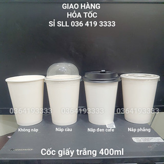 Cốc giấy có nắp 400ml Set 50 ly giấy 12oz take away