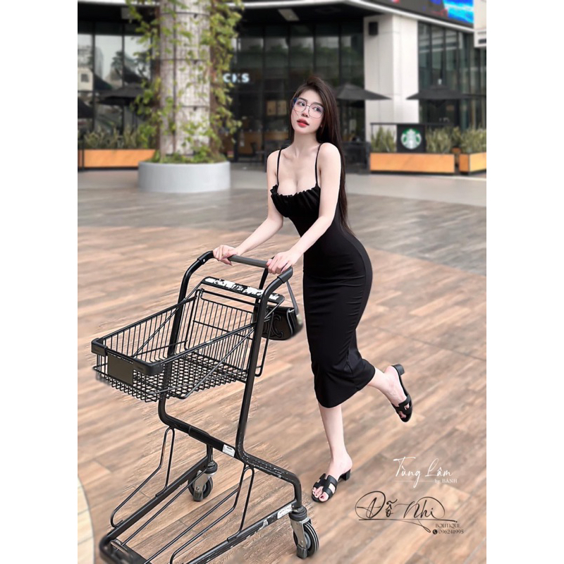 Váy body tăm 2 dây co giãn dạo phố tôn dáng