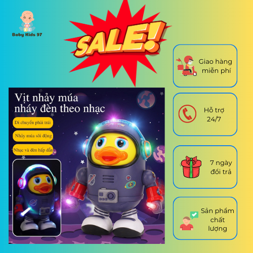 LOẠI 1 Đồ Chơi Vịt Phi Hành Gia Có Đèn Nhạc Vui Nhộn Vịt Robot Nhảy Múa Phát Nhạc Quà Tặng Bé Trai Bé Gái