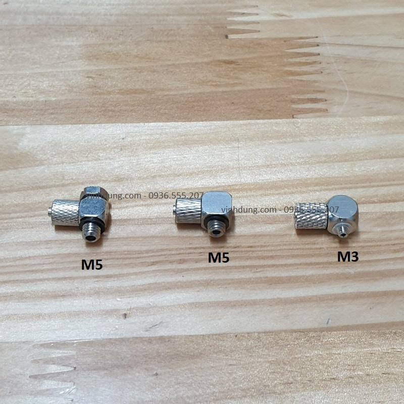 Đầu nối nhanh dạng xiết - góc ren M3/M5
