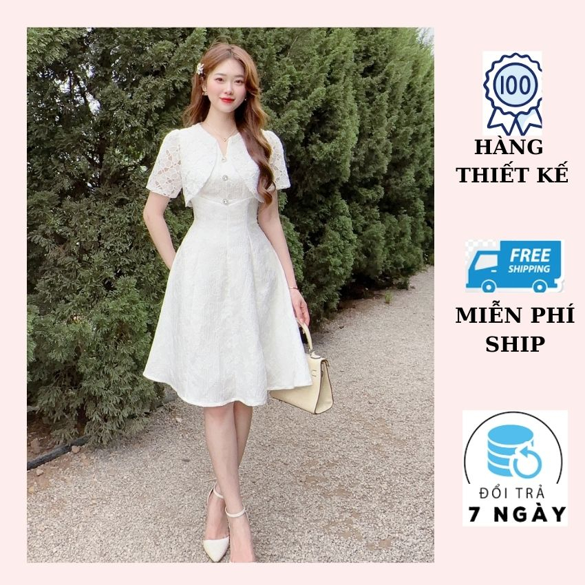 Váy dự tiệc gấm phối tay ren sang trọng - Đầm đi ăn cưới, sự kiện cực tiểu thư HÀNG THIẾT KẾ LOẠI 1 - HOMI SHOP