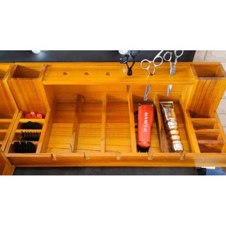 Khay gỗ 2 ống đựng tông đơ gỗ thông kt 58cm rộng 25cm