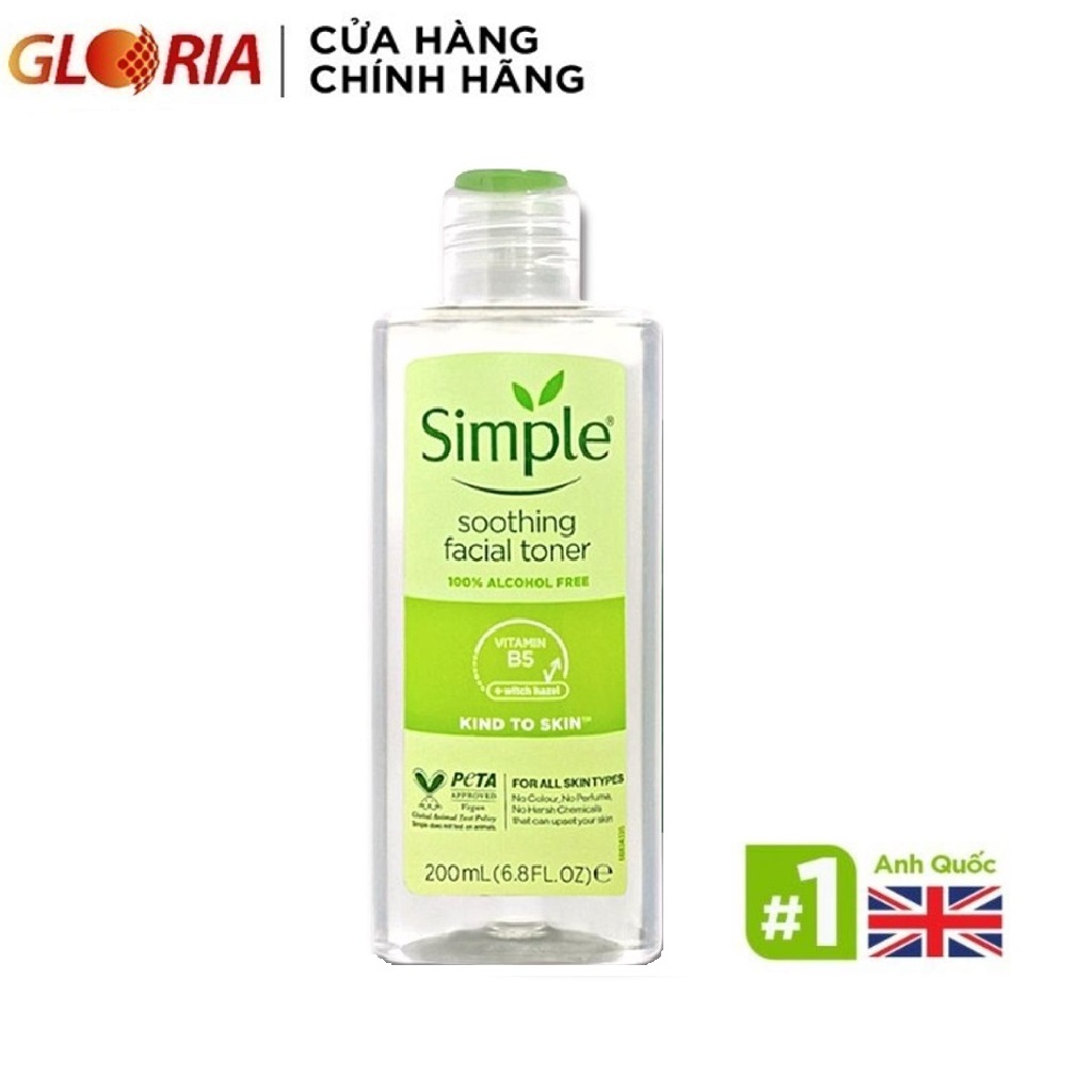 Nước Hoa Hồng Không Cồn Simple Kind To Skin Soothing Facial Toner 200ml