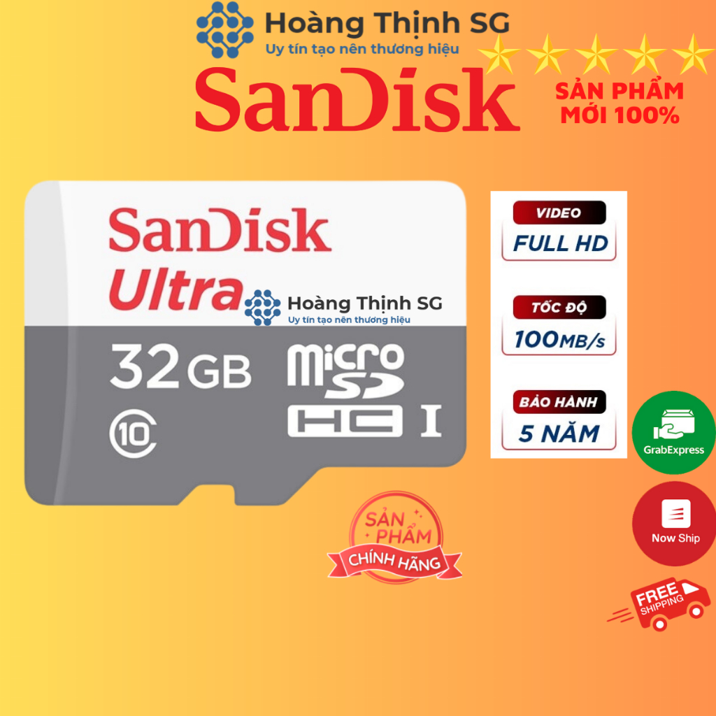 Thẻ nhớ SanDisk 32GB 64GB 128GB MicroSDXC, Tốc độ cao 100MB/S, bảo hành chính hãng 5 năm