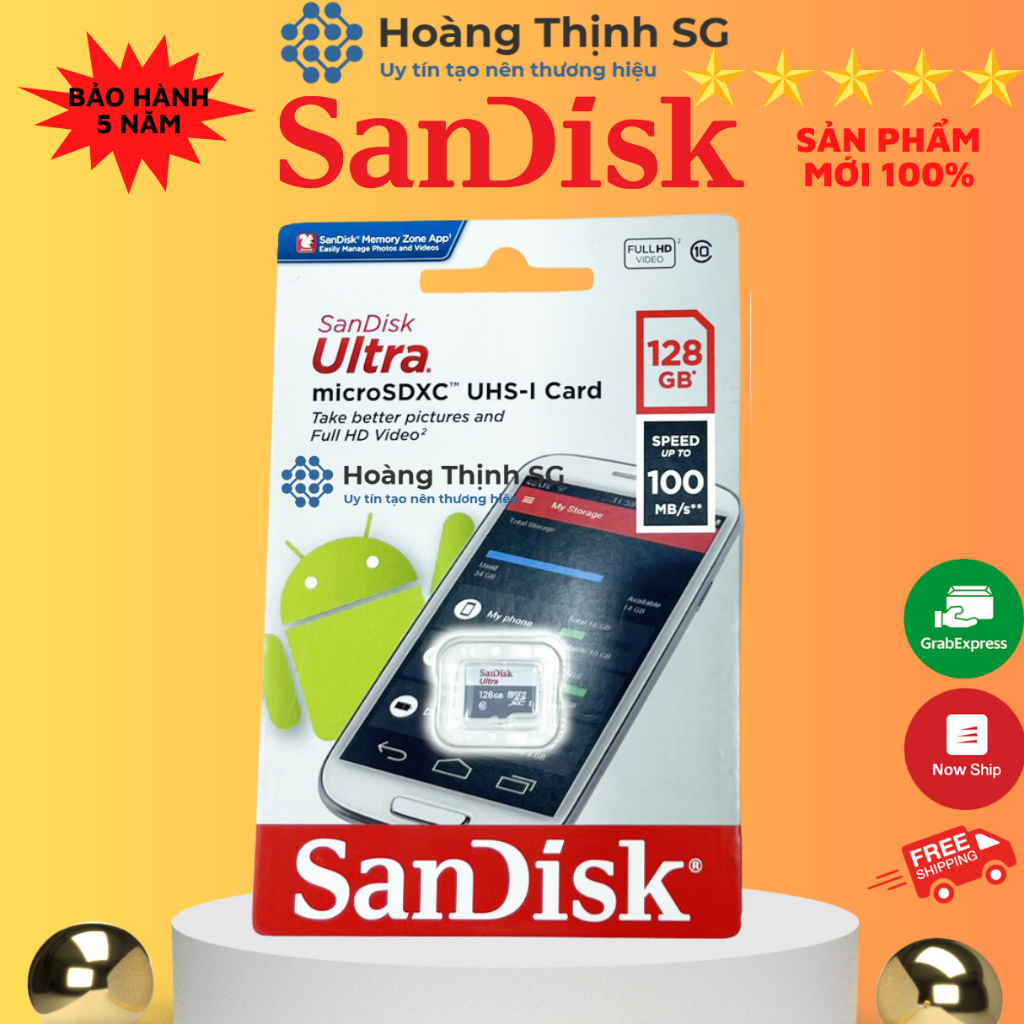 Thẻ nhớ SanDisk 32GB 64GB 128GB MicroSDXC, Tốc độ cao 100MB/S, bảo hành chính hãng 5 năm