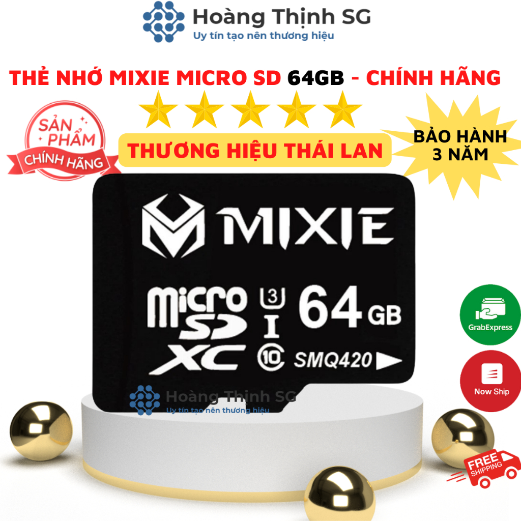Thẻ nhớ Micro SD 32gb 64gb MIXIE dùng cho camera, máy ảnh, bảo hành chính hãng 3 năm