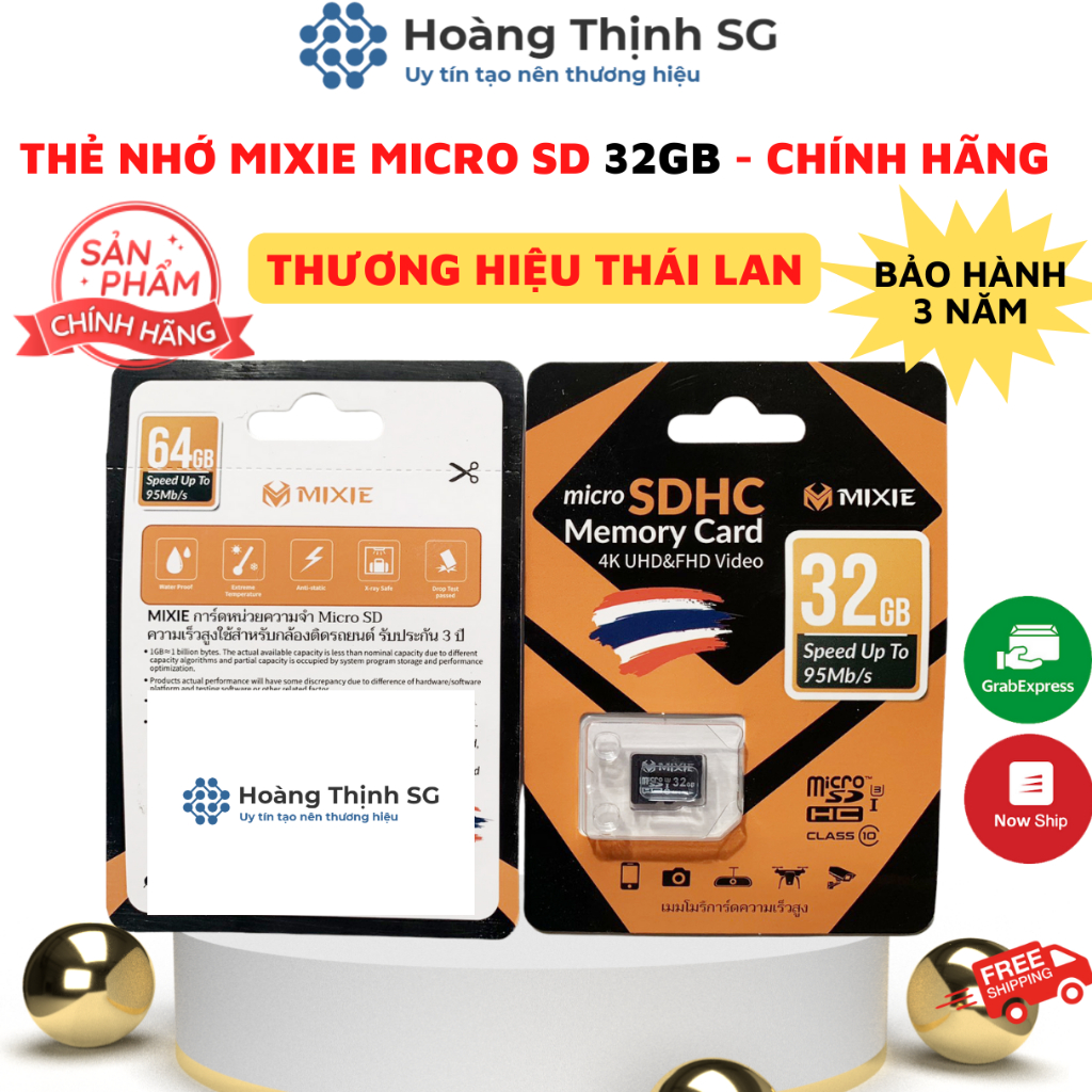 Thẻ nhớ Micro SD 32gb 64gb MIXIE dùng cho camera, máy ảnh, bảo hành chính hãng 3 năm
