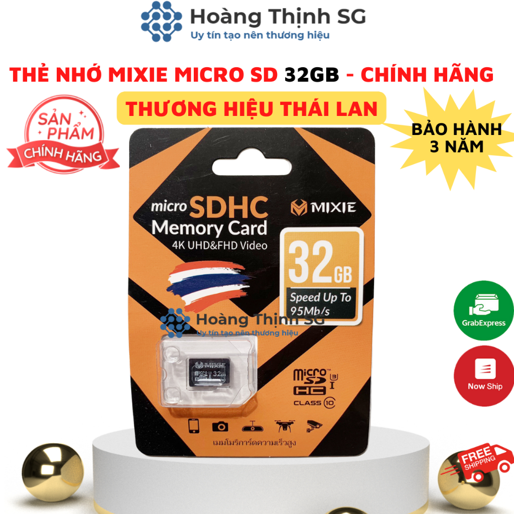Thẻ nhớ Micro SD 32gb 64gb MIXIE dùng cho camera, máy ảnh, bảo hành chính hãng 3 năm