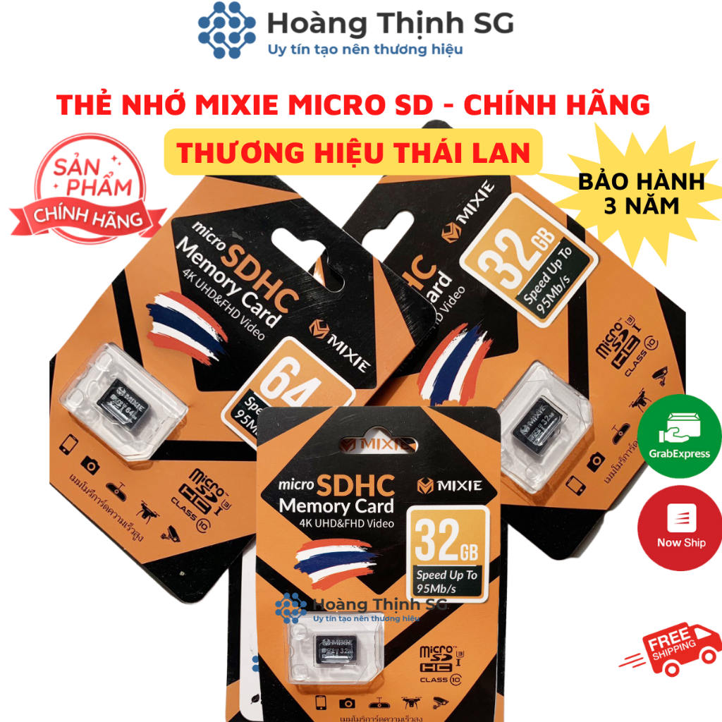 Thẻ nhớ Micro SD 32gb 64gb MIXIE dùng cho camera, máy ảnh, bảo hành chính hãng 3 năm