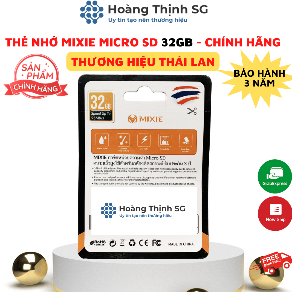 Thẻ nhớ Micro SD 32gb 64gb MIXIE dùng cho camera, máy ảnh, bảo hành chính hãng 3 năm