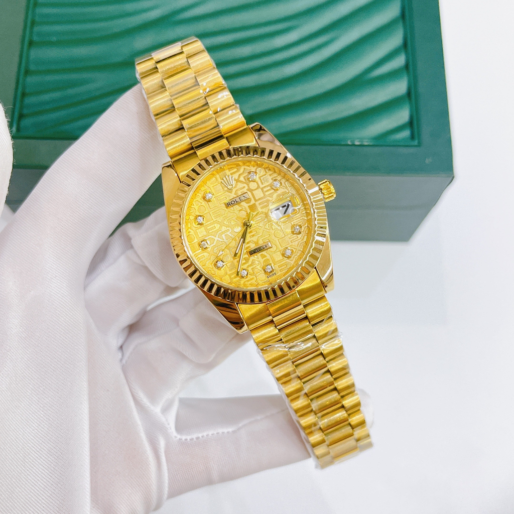 Đồng hồ Rolex dành cho nam cực sang trọng - size 36mm, dây đặc nguyên khối, mặt kính mineral, bảo hành 3 tháng