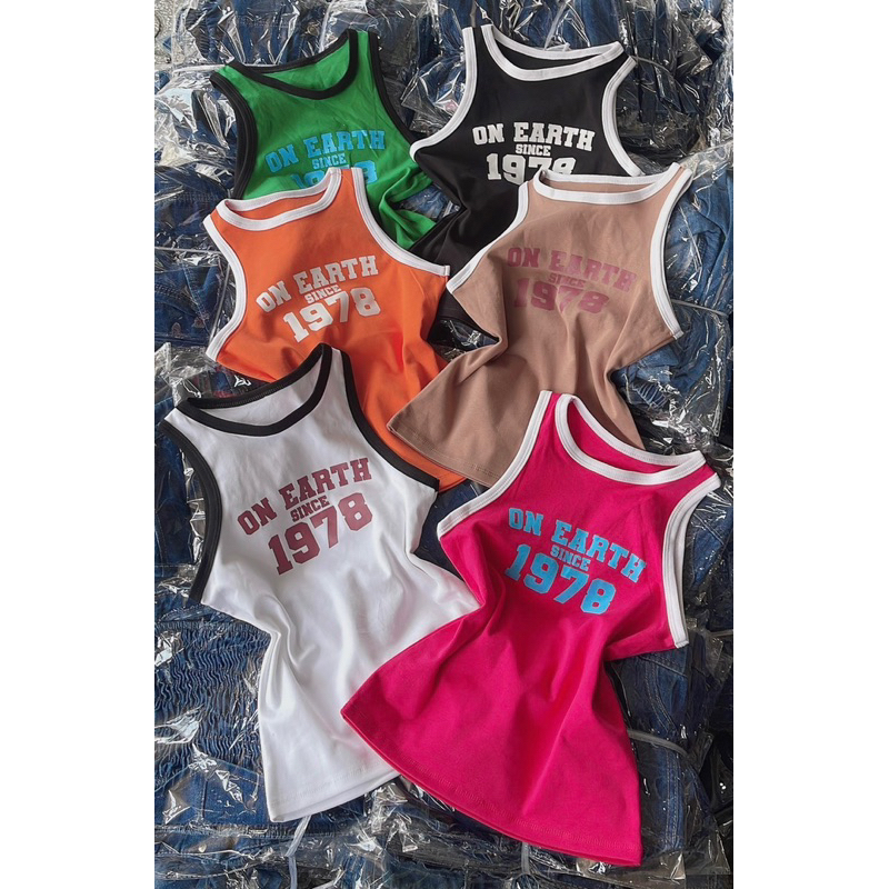 Áo thun 3 lỗ sát nách in chữ dáng lửng 1978 dưới 52kg