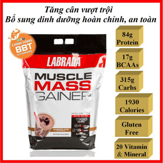 Labrada Muscle Mass Gainer 12Lbs [5,45kg] - Sữa tăng cân cho người gầy hiệu quả, an toàn, đầy đủ dinh dưỡng