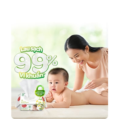 Khăn ướt Huggies 64 tờ cho bé sơ sinh,khăn giấy ướt diệt khuẩn không mùi cho bé hàng chính hãng