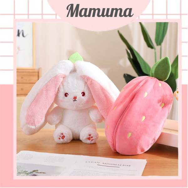 Gấu bông 2 trong 1 thỏ dâu thỏ cà rốt thú nhồi bông 2in1 bunny hoa quả trái cây tai úp dài siêu cute dễ thương đáng yêu