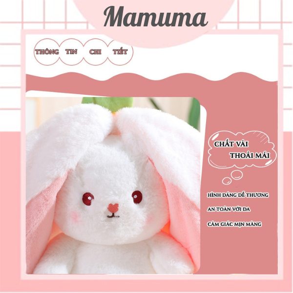Gấu bông 2 trong 1 thỏ dâu thỏ cà rốt thú nhồi bông 2in1 bunny hoa quả trái cây tai úp dài siêu cute dễ thương đáng yêu