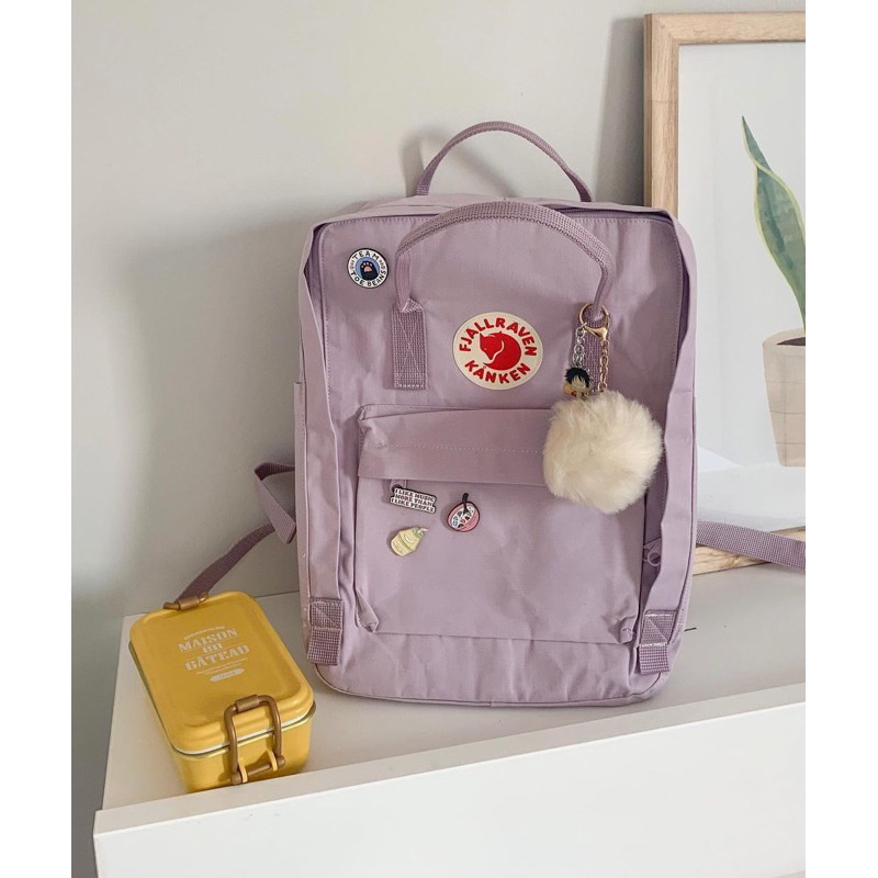 Balo Kanken Tím Pastel Đủ Size (Thêu Tên + Tặng Set Pin Cài)