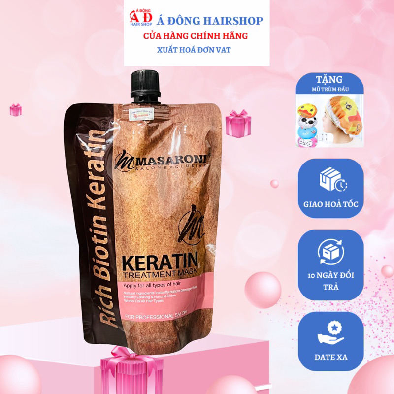 Dầu hấp ủ tóc phục hồi chuyên sâu Masaroni Keratin Treatment mask (dạng túi) 500ml