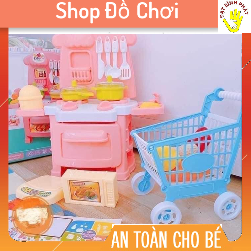 Đồ Chơi Bộ Bếp Nấu Ăn Kèm Xe Đẩy Siêu Thị Cho, Chất Liệu An Toàn Cho Bé - Đồ Chơi Phát Triển Toàn Diện