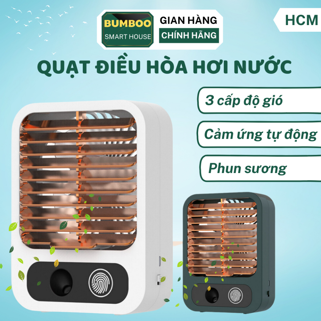 Quạt điều hoà hơi nước mini để bàn, quạt phun sương mini sạc tích điện dung tích bình chứa nước 150ml, bảo hành 12 tháng