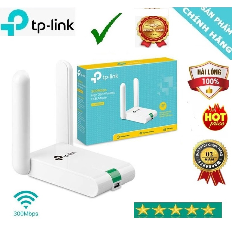 Bộ Thu WiFi TPLink TL-WN822N Card mạng Wireless USB chuẩn N 300Mbps
